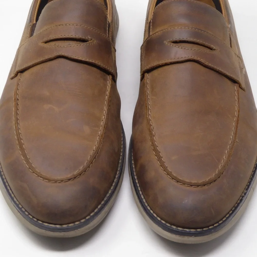 Johnston & Murphy Mens Holden Penny Loafer Brown Leather Memory Foam 11M 20-2020